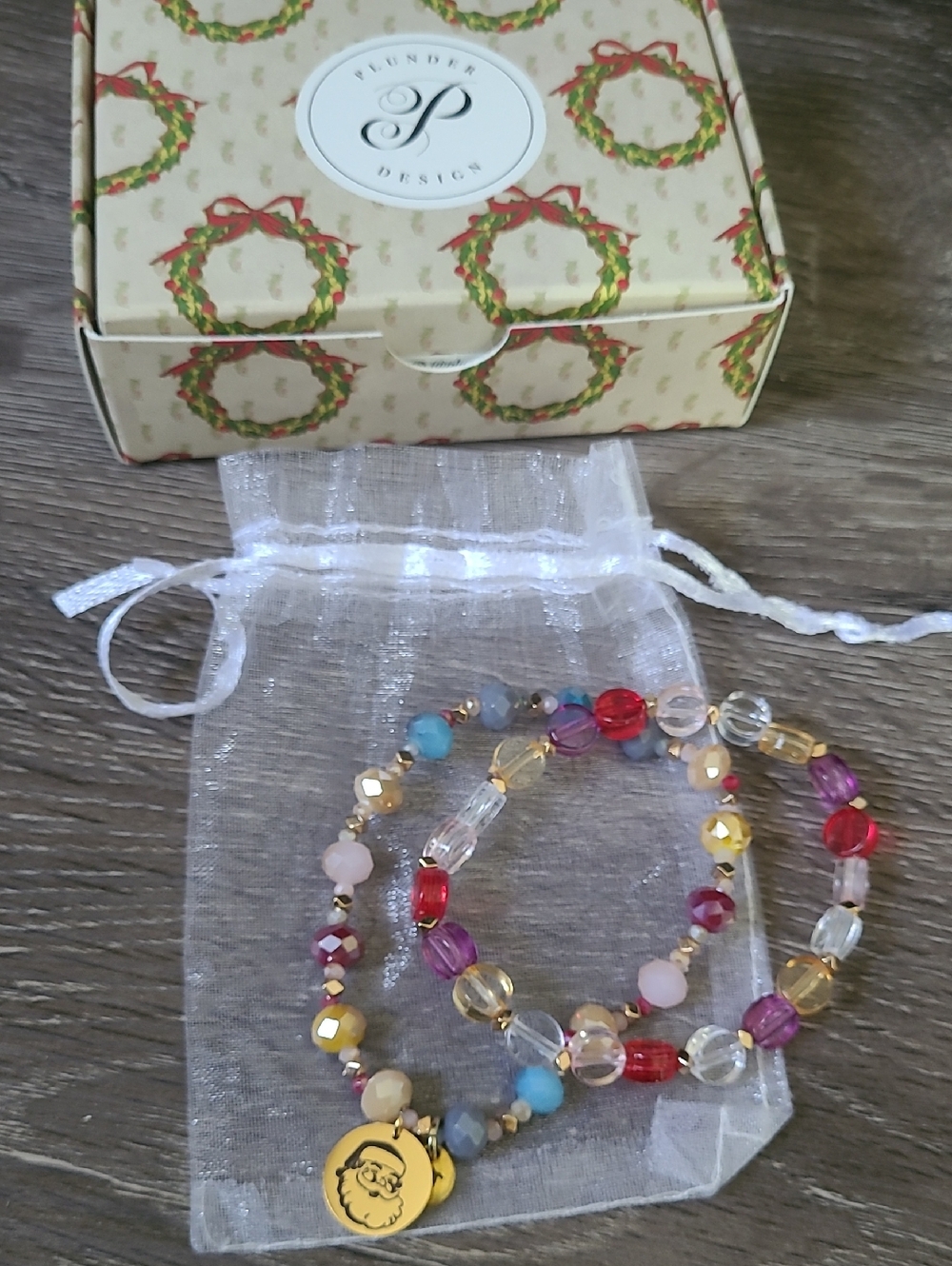 Plunder Design Multi-Color Beaded Stretch Santa Bracelet Set